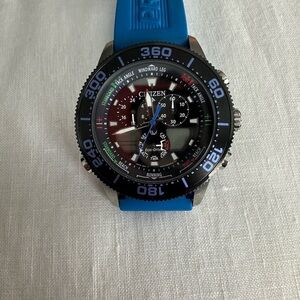 Citizen Eco-Drive Black Dial Blue Strap Watch